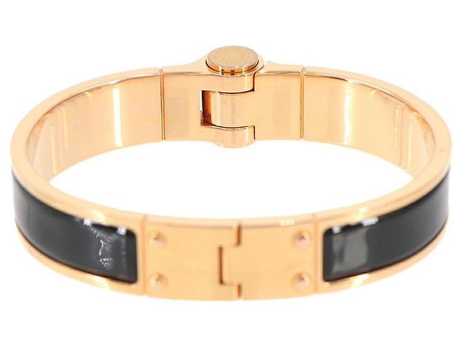 Hermès Bracciale Rigido Hermes Charniere PM Nero Oro D'oro - vista 3