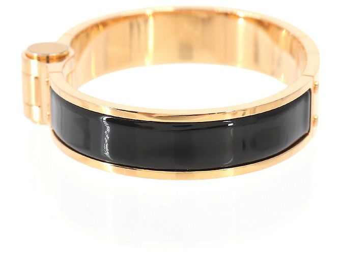 Hermès Bracciale Rigido Hermes Charniere PM Nero Oro D'oro - vista 4