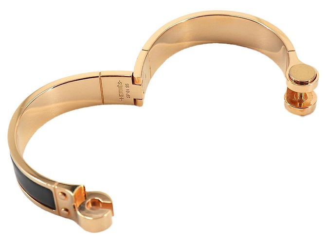 Hermès Bracciale Rigido Hermes Charniere PM Nero Oro D'oro - vista 6