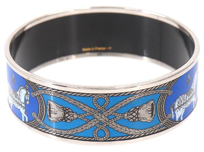 Hermès Bracelete Rígido Hermes Email GM em Azul e Prata - vista 2