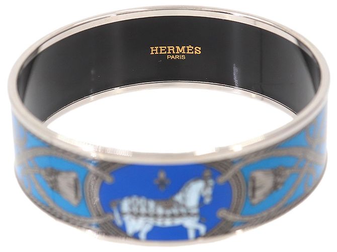Hermès Bracelete Rígido Hermes Email GM em Azul e Prata - vista 3