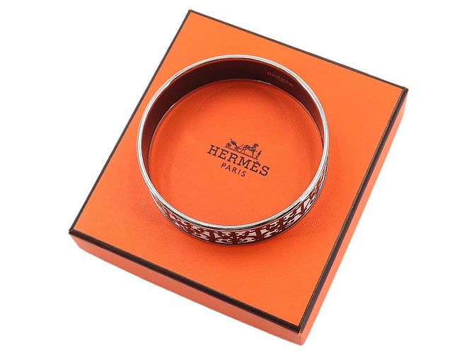 Hermès Hermes Email GM Armreif Schwarz Silber Weiß - Ansicht 2