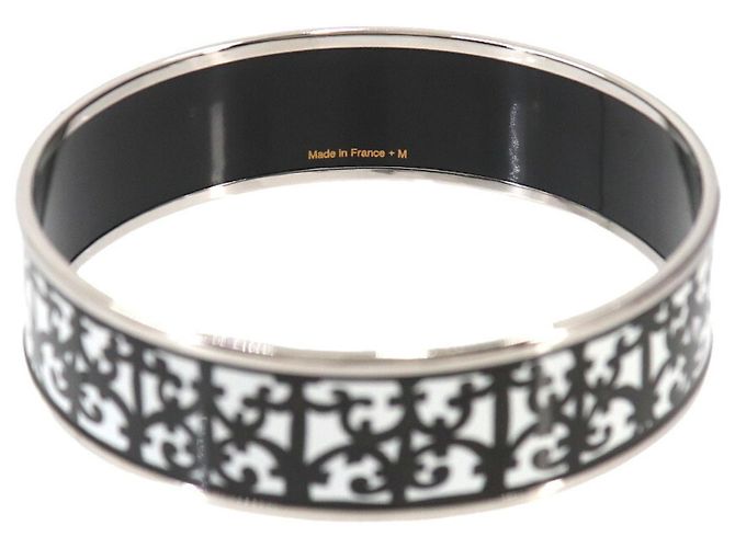 Hermès Hermes Email GM Armreif Schwarz Silber Weiß - Ansicht 3