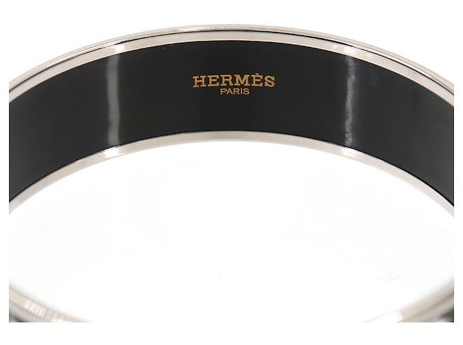 Hermès Hermes Email GM Armreif Schwarz Silber Weiß - Ansicht 4