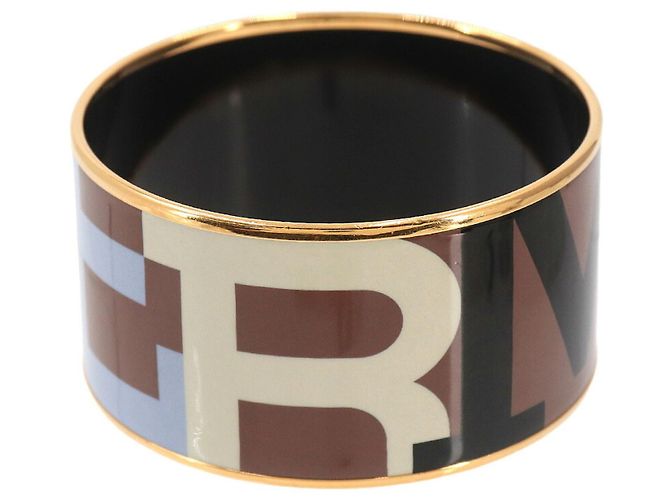 Hermès Bracciale Rigido Hermes Email TGM Marrone D'oro - vista 2