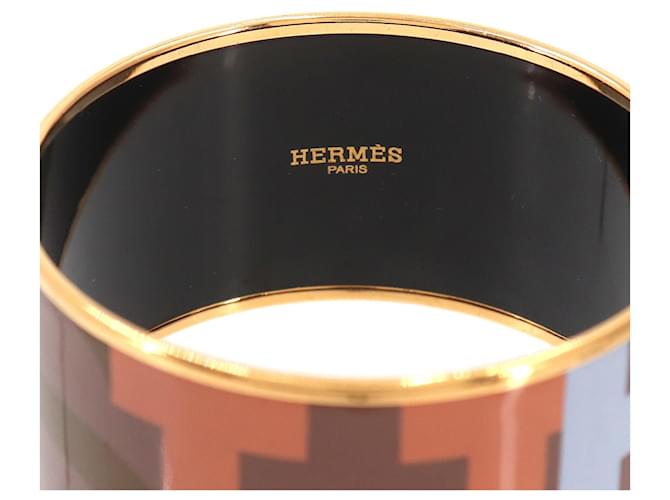 Hermès Bracciale Rigido Hermes Email TGM Marrone D'oro - vista 4