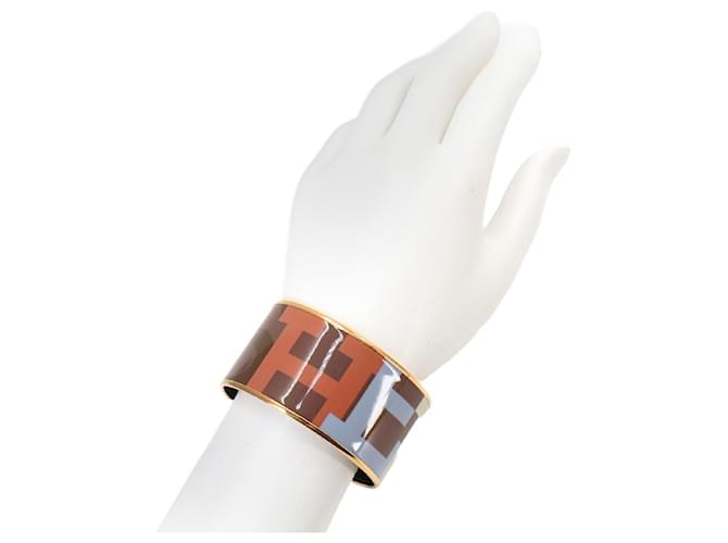 Hermès Bracciale Rigido Hermes Email TGM Marrone D'oro - vista 6