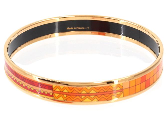 Hermès Bracelete Rígido Hermes Email PM Dourado Laranja - vista 3