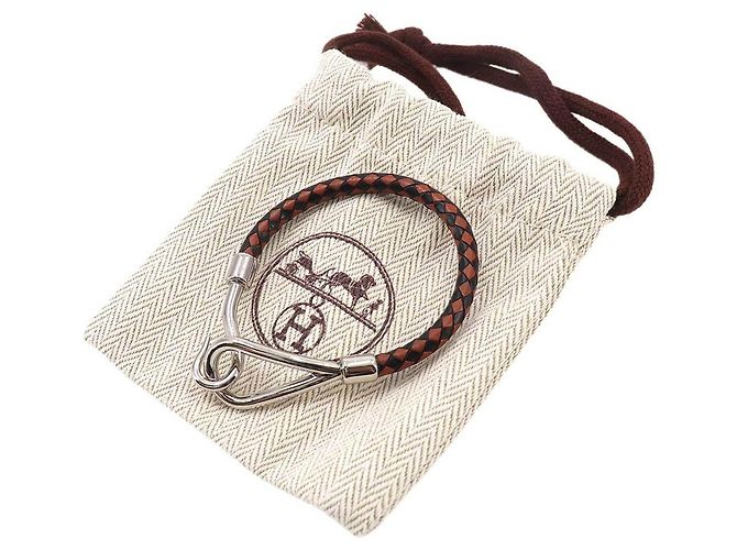 Hermès Bracciale Hermes Jumbo H Charm Marrone Nero Argento - vista 2