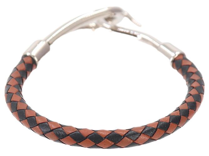 Hermès Bracciale Hermes Jumbo H Charm Marrone Nero Argento - vista 3
