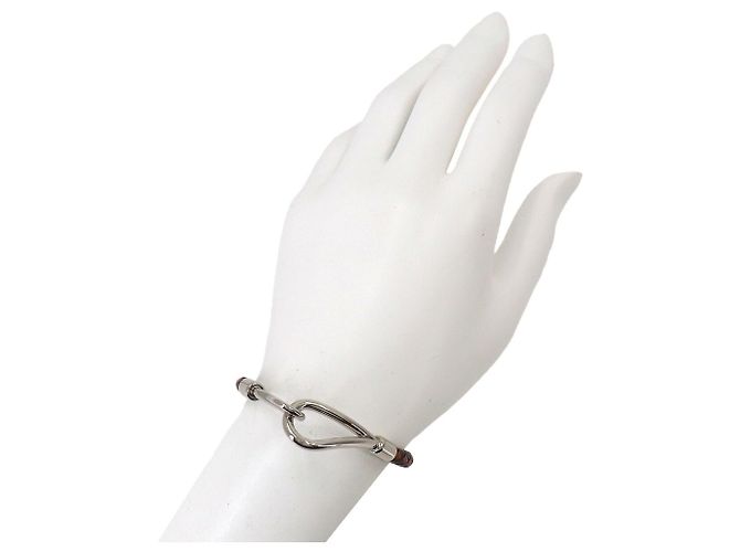 Hermès Bracciale Hermes Jumbo H Charm Marrone Nero Argento - vista 6