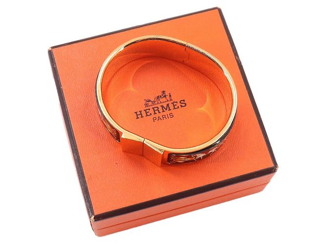Hermès Bracciale Rigido Hermes HERMES Loquet Email GM Nero D'oro - vista 2