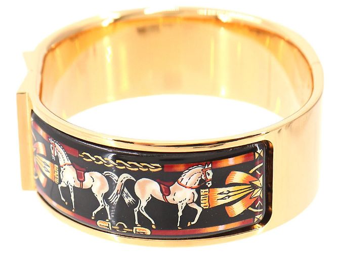 Hermès Bracciale Rigido Hermes HERMES Loquet Email GM Nero D'oro - vista 4