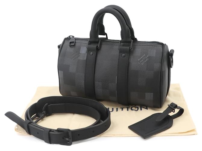 Borsa Louis Vuitton Keepall Bandouliere 25 Nero - vista 2