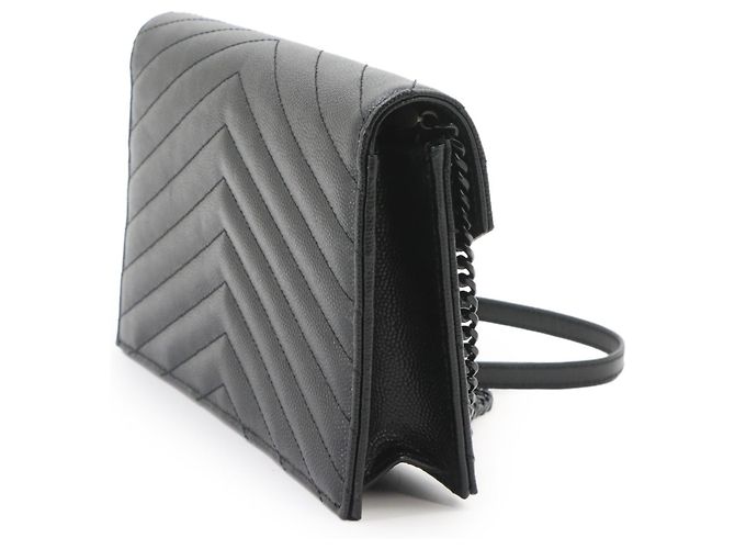 Saint Laurent Cassandre Envelope Chain Wallet Schwarz - Ansicht 3