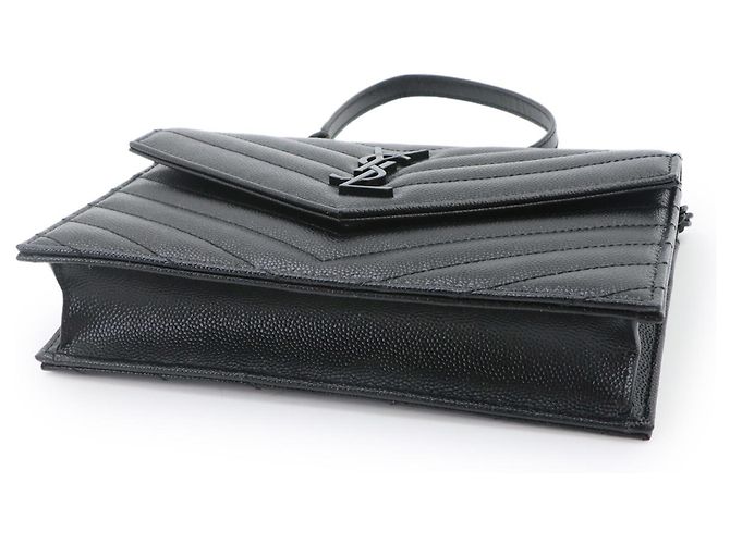 Saint Laurent Cassandre Envelope Chain Wallet Schwarz - Ansicht 4