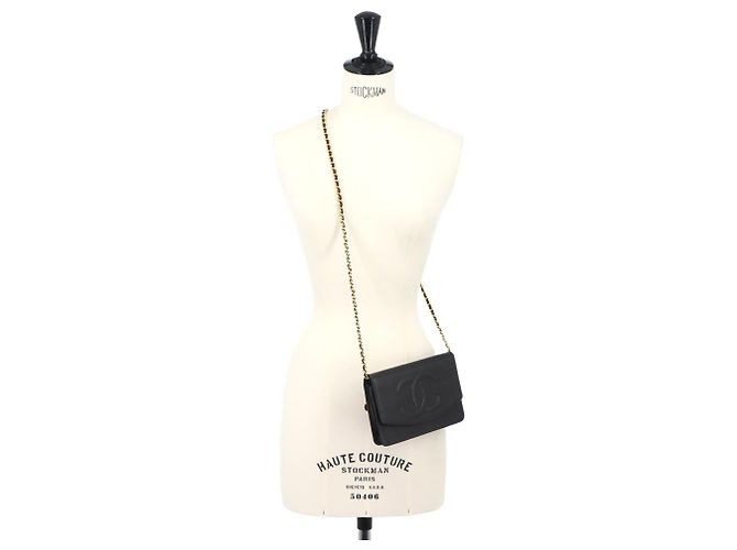 Portafoglio a catena Chanel in pelle caviar nera Nero - vista 10
