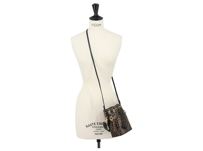 Borsa a mano 2 vie Fendi Zucca Mon Tresor Marrone Nero - vista 10