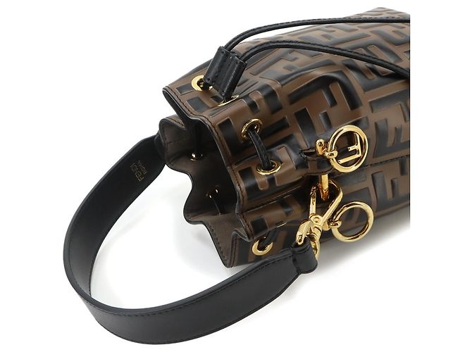 Borsa a mano 2 vie Fendi Zucca Mon Tresor Marrone Nero - vista 6