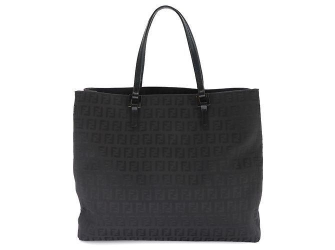 Fendi Zucchino Canvas und Leder Tote Handtasche Schwarz - Ansicht 2