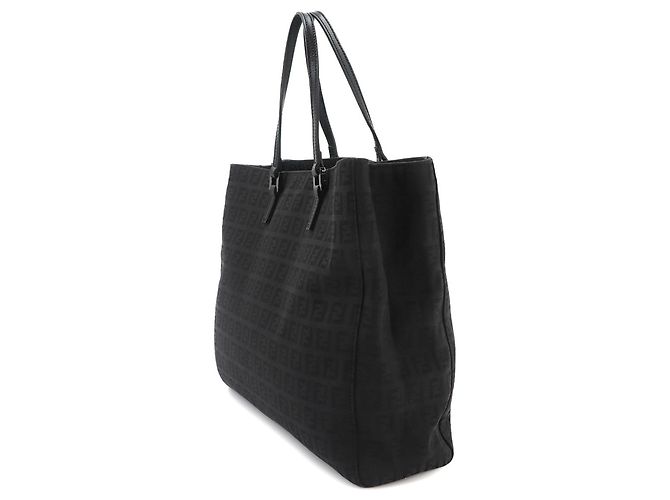 Fendi Zucchino Canvas und Leder Tote Handtasche Schwarz - Ansicht 3