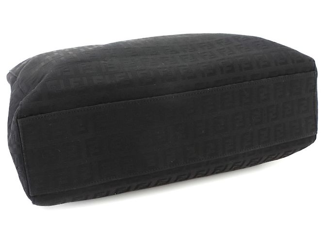 Fendi Zucchino Canvas und Leder Tote Handtasche Schwarz - Ansicht 4