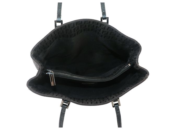Fendi Zucchino Canvas und Leder Tote Handtasche Schwarz - Ansicht 6