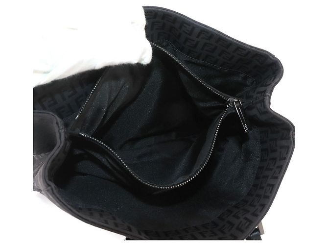 Fendi Zucchino Canvas und Leder Tote Handtasche Schwarz - Ansicht 7