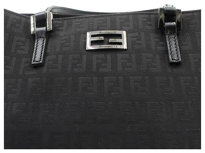 Fendi Zucchino Canvas und Leder Tote Handtasche Schwarz - Ansicht 9