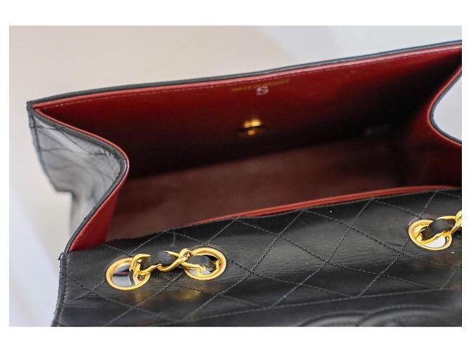 Borsa Chanel Trapeze a Patta in Pelle Matelassé Nera Nero - vista 16