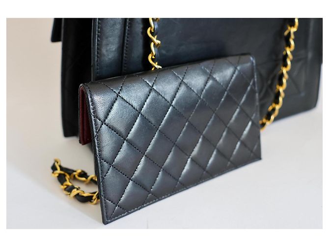 Borsa Chanel Trapeze a Patta in Pelle Matelassé Nera Nero - vista 17