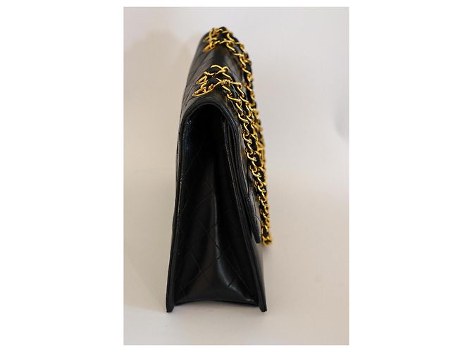 Borsa Chanel Trapeze a Patta in Pelle Matelassé Nera Nero - vista 4