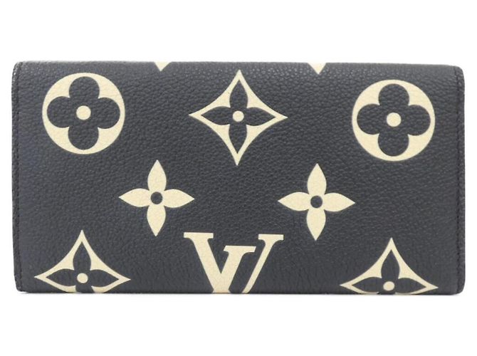Louis Vuitton Bicolor Monogram Empreinte Portefeuille Emilie Wallet Nero Beige - vista 2