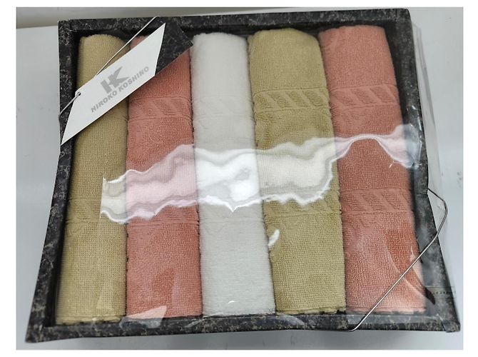 Set de serviettes en coton Hiroko Koshino (5 pièces) Rose Blanc Beige - vue 2