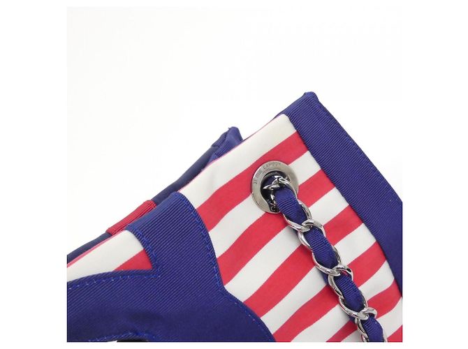 Borsa Chanel 47944 in tela blu rosso bianco - vista 5