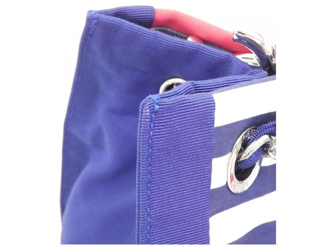 Borsa Chanel 47944 in tela blu rosso bianco - vista 7