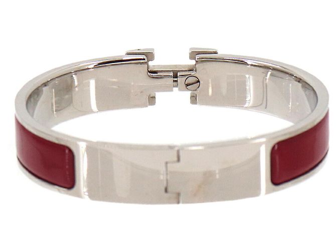 Brazalete Hermès Clic H PM en rojo y plata Roja - vista 2