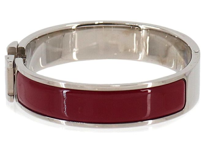 Brazalete Hermès Clic H PM en rojo y plata Roja - vista 3