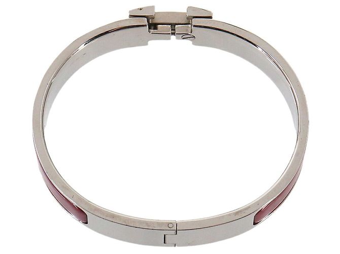 Brazalete Hermès Clic H PM en rojo y plata Roja - vista 4