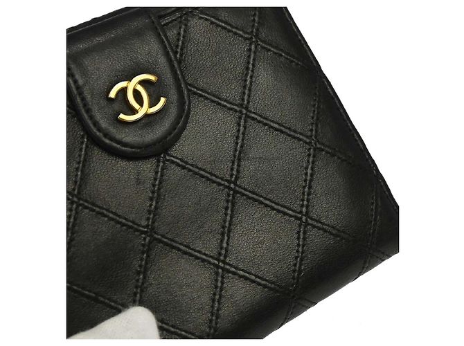 Chanel Envelope Gusset Chevron Lambskin Long Nero - vista 7