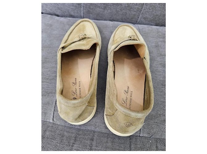 Mocassini Loro Piana Summer Walk in camoscio beige - vista 10