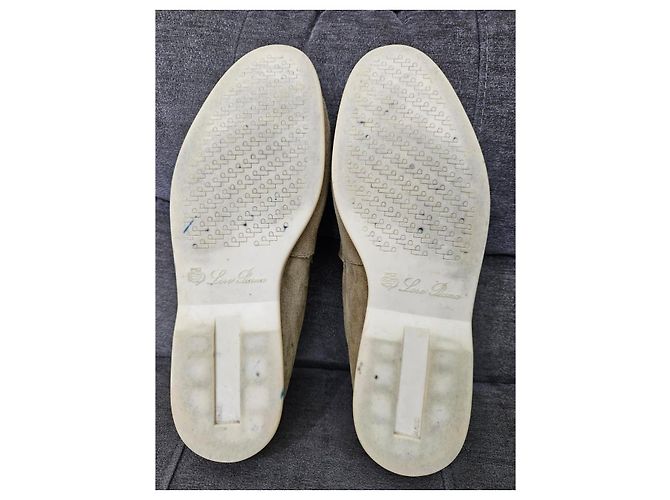 Mocassini Loro Piana Summer Walk in camoscio beige - vista 12