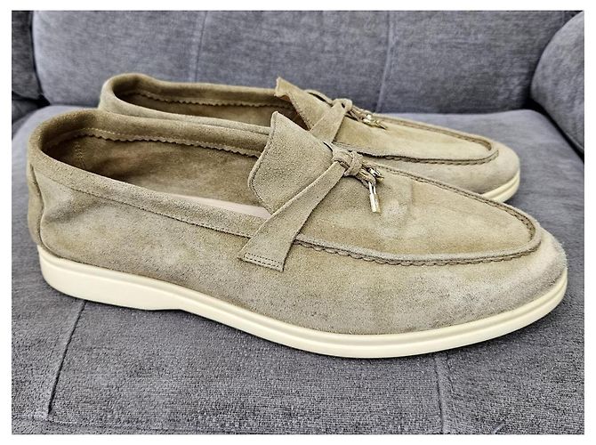 Mocassini Loro Piana Summer Walk in camoscio beige - vista 4