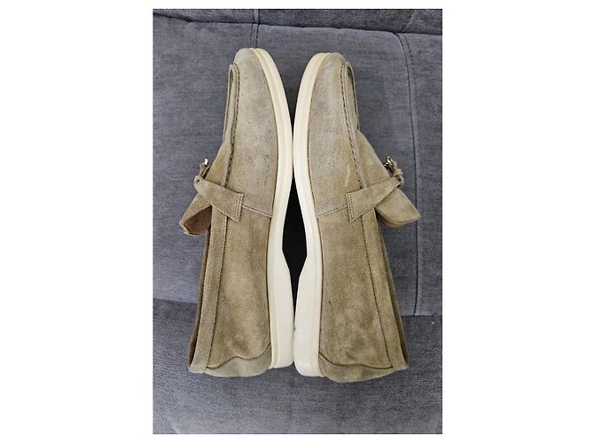 Mocassini Loro Piana Summer Walk in camoscio beige - vista 6