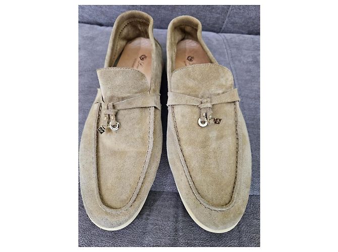 Mocassini Loro Piana Summer Walk in camoscio beige - vista 7
