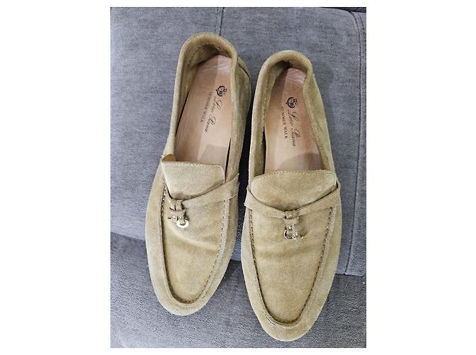 Mocassini Loro Piana Summer Walk in camoscio beige - vista 8