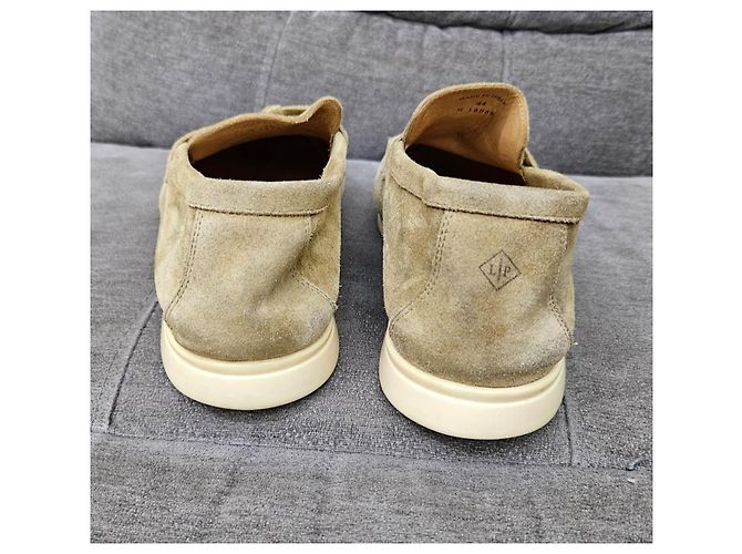 Mocassini Loro Piana Summer Walk in camoscio beige - vista 9