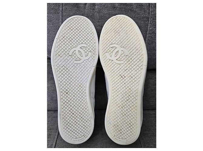 Sneakers Chanel in pelle bianca Bianco - vista 18