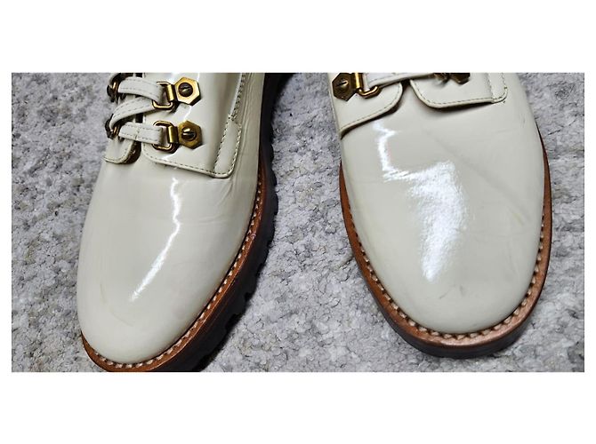 Scarpe Derby stringate in pelle verniciata bianca Christian Dior Bianco - vista 8