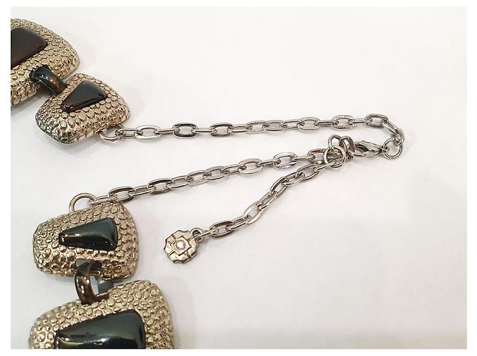 Autre Marque Collana Vintage MONET con pendenti geometrici D'oro Marrone scuro Verde scuro - vista 8